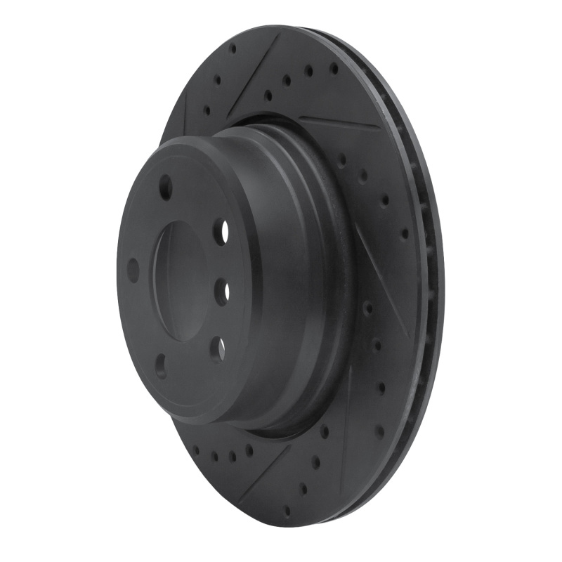 BMW X5 Brake Rotor (1) - Rear Left - R1 Concepts - Drilled & Slotted - Black - `02-`06